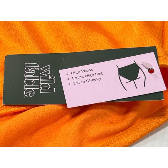 Wild Fable- Women's Ribbed High Waist High Leg Extra Cheeky Bikini Bottom-Orange - Picture 11 of 13